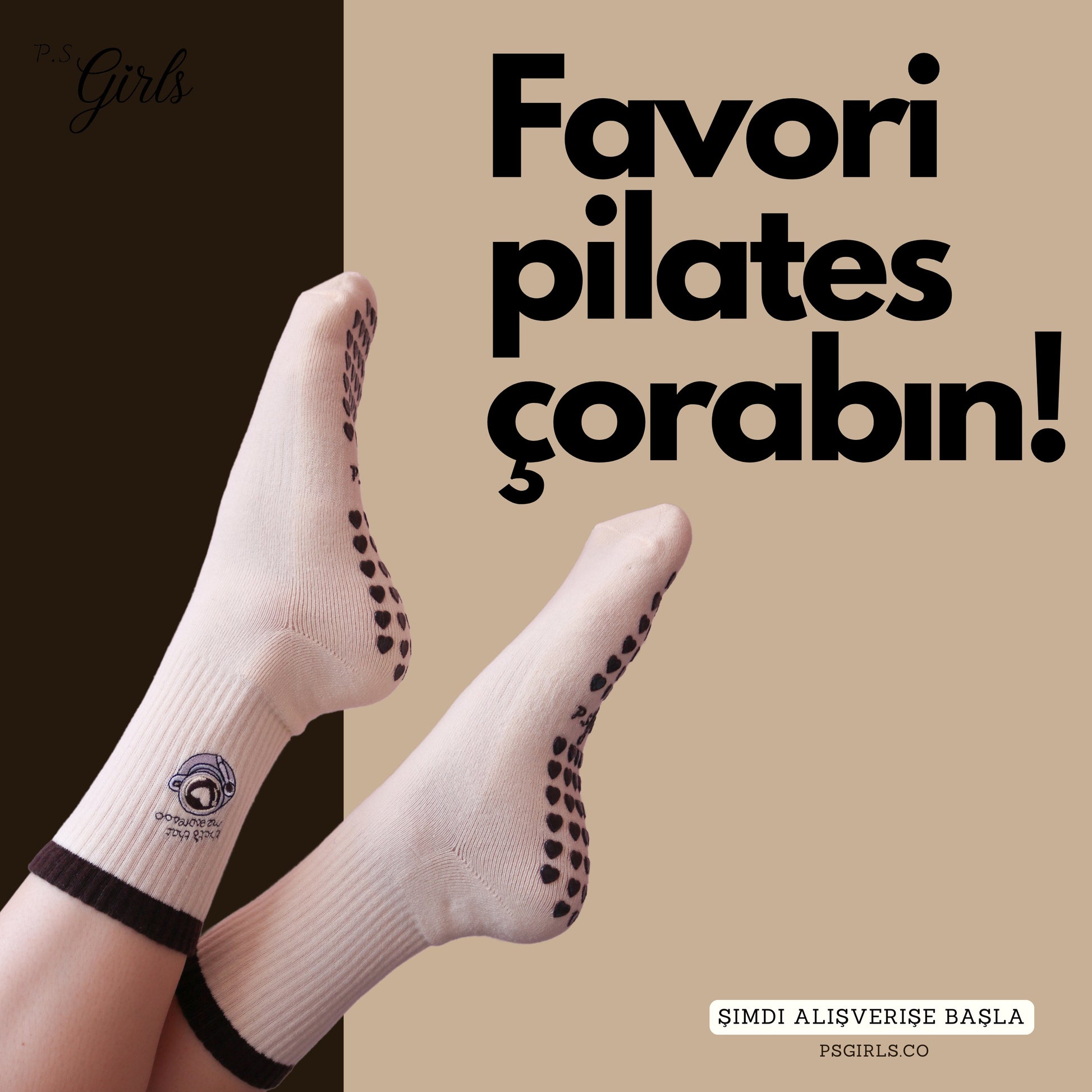 Espresso Addict Kaydırmaz Pilates Yoga Çorabı