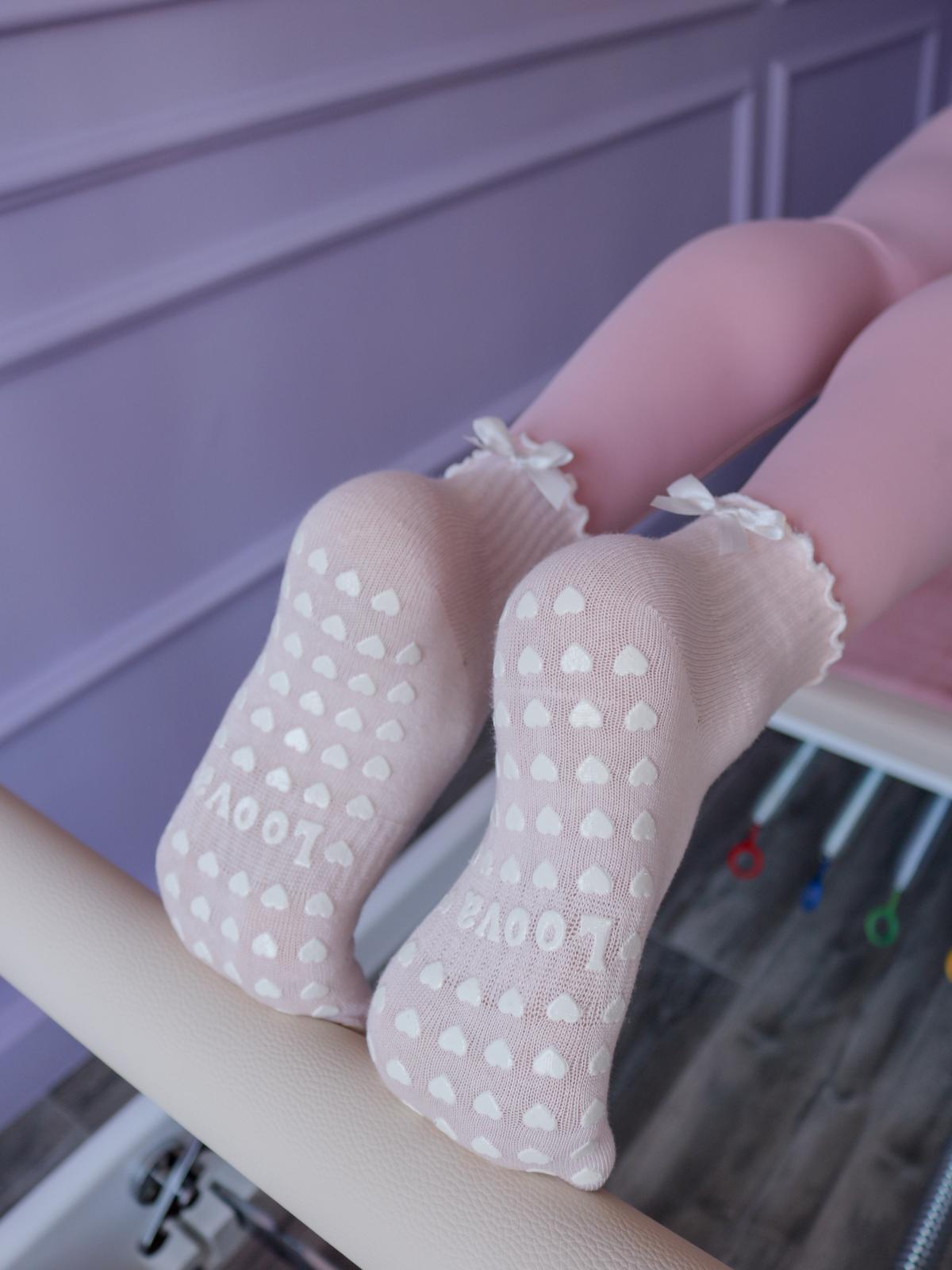 Cream Bow Kaydırmaz Pilates Yoga Çorabı