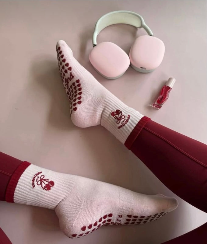 Cherry Girl Non-Slip Pilates Yoga Socks