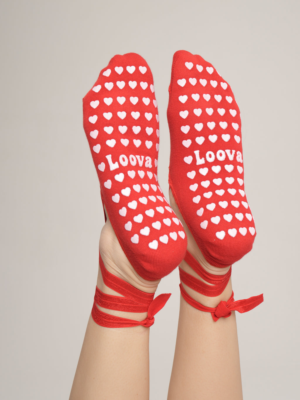 Ballerina Pink Valentine Bow Non-Slip Pilates Yoga Socks
