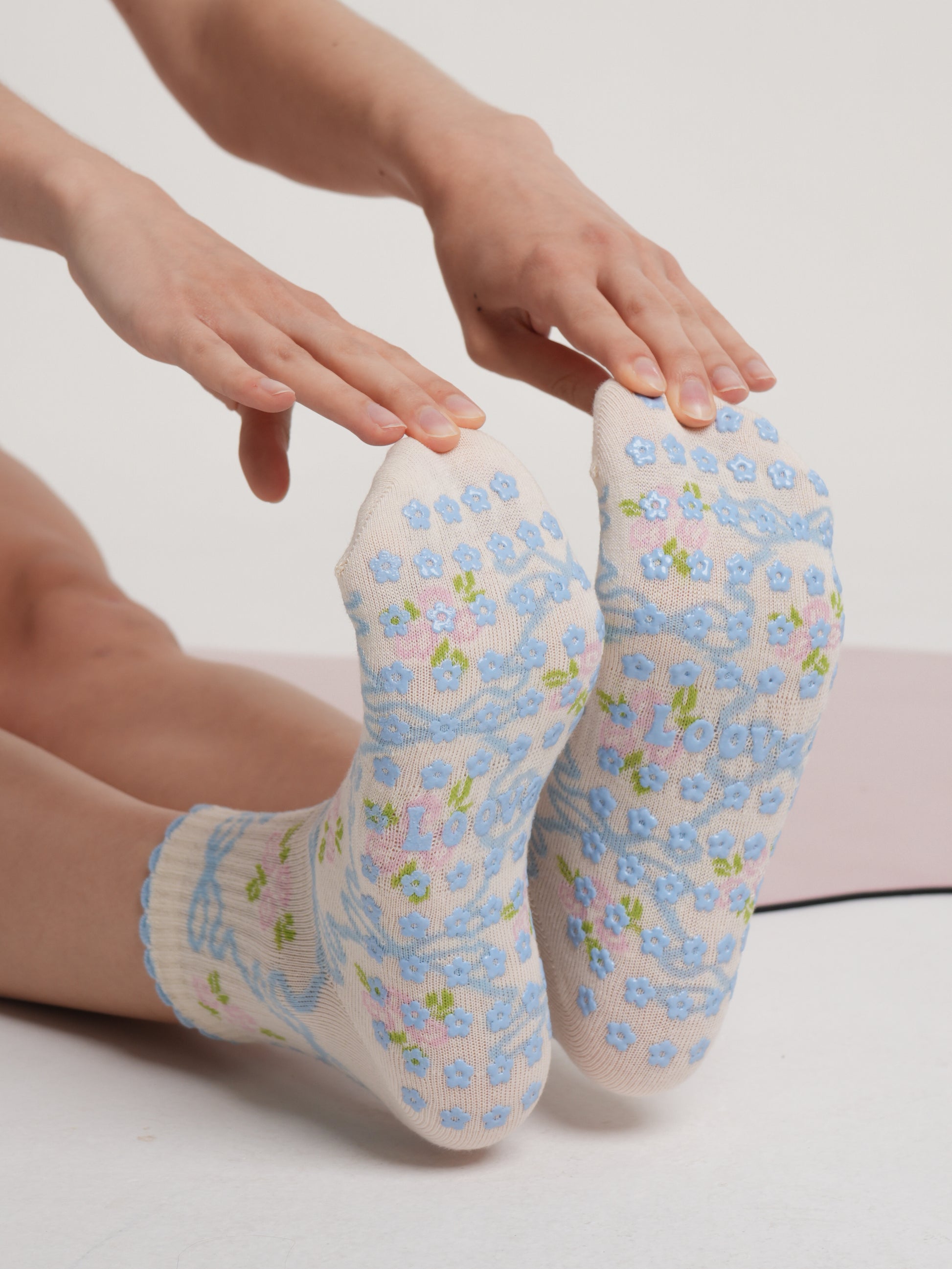 Vintage Flowers Kaydırmaz Pilates Yoga Çorabı