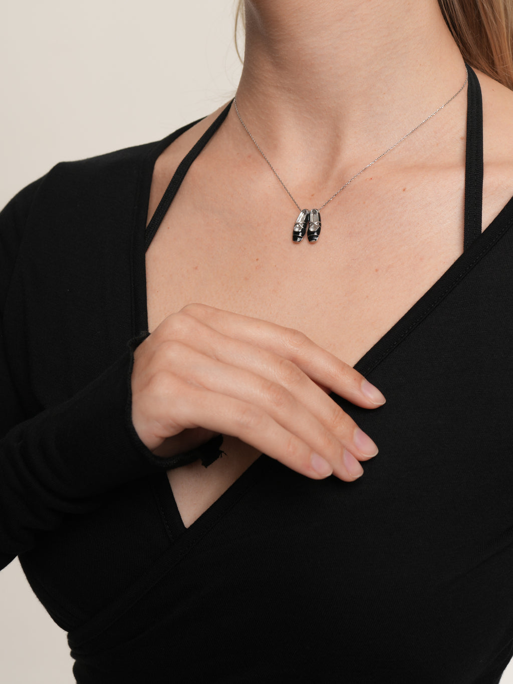 Pilates Princess Black 925 Silver Necklace-Silver