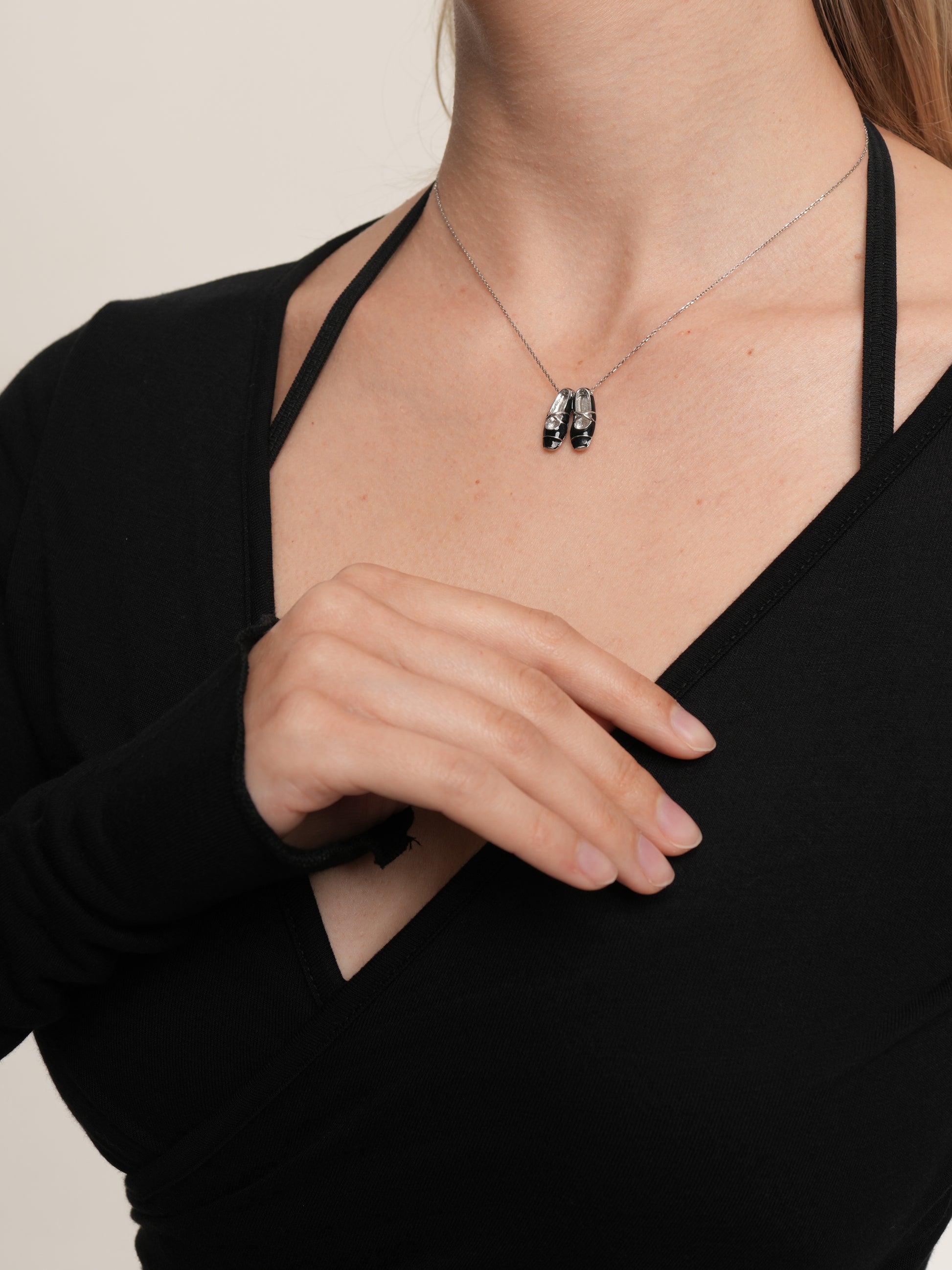 Pilates Princess Black 925 Silver Necklace-Silver